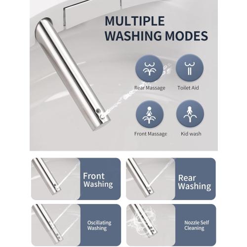 Bidet Toilet Seat,Smart Toilet Seat with Remote Control,Electric Heated Seat,Warm Water Washing,Warm Air Dryer and Multiple Spray Modes for Women Men Pregnant or Elderly People,Elongated