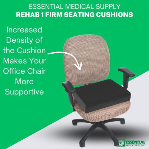 Essential Medical Supply Rehab 1 Foam Cushion - Extra Thick Seat Cushion for Office Chair, Wheelchair, and Car - Provides Additional Support and Pain Relief for Seniors - 18 x 16 x 4