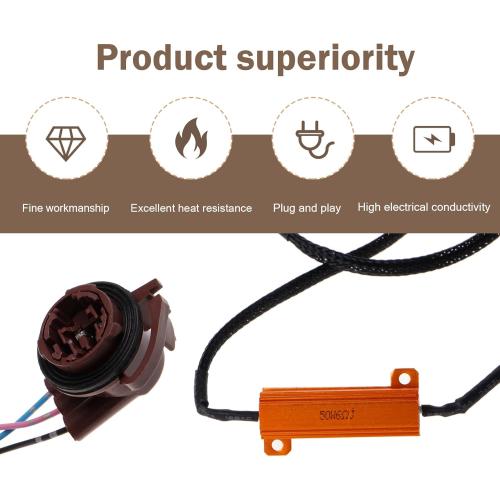 SLIMI 2 PCS Car 3157 Brake Light Resistor Decoders, 50W 6 Ohm LED Resistor Load Harness Decoders, Turn Signal Error Decoding Harness, for T20/3157/4157 Light Bulb (Multicolored)