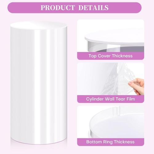 Cylinder Stands for Party, White PCV Display Plinth Cylinder Pedestal Stand Detachable Cake Pedestal Stand for Birthday Wedding Baby Shower Party Product Display Celebration Decor (3piece)