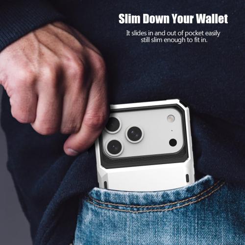 Nvollnoe Compatible with iPhone 17 Pro Max Case with Card Holder[Store 5 Cards] Dual Layer Heavy Duty Shockproof Wallet Case with Hidden Card Slot Large Storage Cover for Men&Women 6.9''(White)