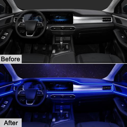 Interior Car LED Strip Lights APP Control, 5 in 1 RGB 16 Million Colors Ambient Lighting Kit with 236 inches Fiber Optic, Music Mode Inside Car Lighting Decorations