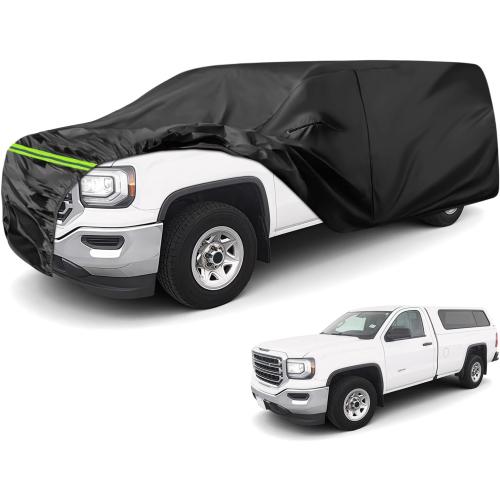 Waterproof Cover for Truck with Rear Topper, Replace for Toyota Tacoma/Ford Ranger/Nissan Frontier 5ft, Heavy Duty Truck Cover with Door Zipper for Snow Rain Dust Protection