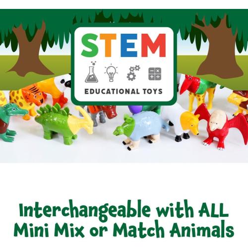 POPULAR PLAYTHINGS Magnetic Animals for Toddlers 1-3, Mini Mix or Match Animal Toys, Set of 7 Gift for Kids - Jungle Animals with Pop-up Playmat