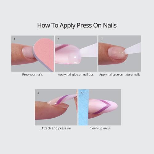 BTArtbox Press On Nails Medium Almond - Press on Nails Chrome Nails, Light Weight & Fit Perfectly Fake Nail with Nail Glue, Nude Glue On Nails in 16 Sizes, Glazed Donut