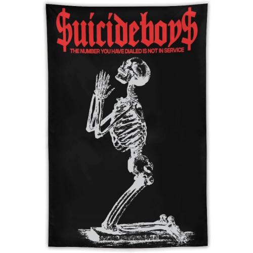 Suicide Hiphop Boys Tapestry 3.3x5ft Horror Skull Tapestry for Bedroom Aesthetic Tapestries Wall Decor Hanging for Living Room 40x60