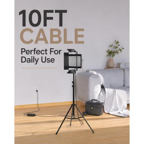 12V Charger Fit for Neewer Ring Light Power Cord- (Fit for Neewer 660 960 Pro RGB LED Video Light, NL660 Bi Color LED Studio Light, PL60C Panel Light, NW-120500D2 Replacement Power Supply Adapter)