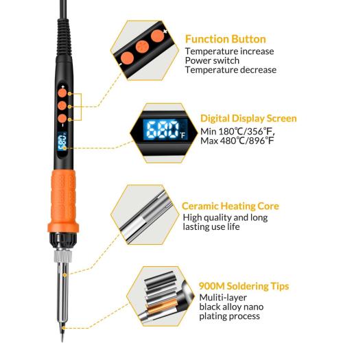 Soldering Iron Kit, 100W High Power Soldering Iron, Fast Heating, Digital Display Temperature Control Accurate 356°F-896°F, Portable Soldering Kit with Protective Cap, Automatic Sleep Mode