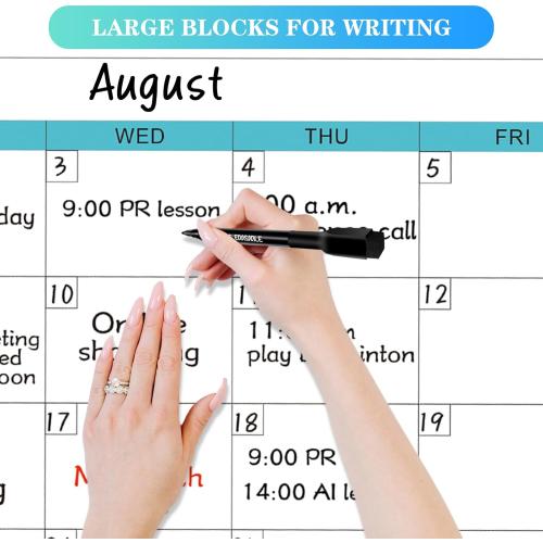 Dry Erase Calendar for Wall - 38 x 58 Extra Large White Board Calendar, One Month Undated Blank Daily Planner, Reusable Laminated 30-Day Task Organizer for Office, Classroom, Home(No Creases)