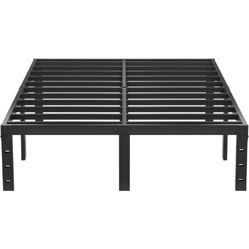 Full Metal Bed Frame - 14 Inch Tall Heavy Duty Bedframe Black Basic Steel Slats Platform No Box Spring Needed/Easy Assembly/Noise Free