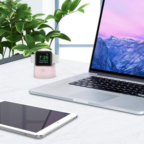 AhaStyle iWatch Stand Silicone Charging Dock Holder for Apple Watch Ultra 2, Ultra, SE2, Series SE, 7 6 5 4 3 2 1 (45/44/42/41/40/38mm), (Pink)