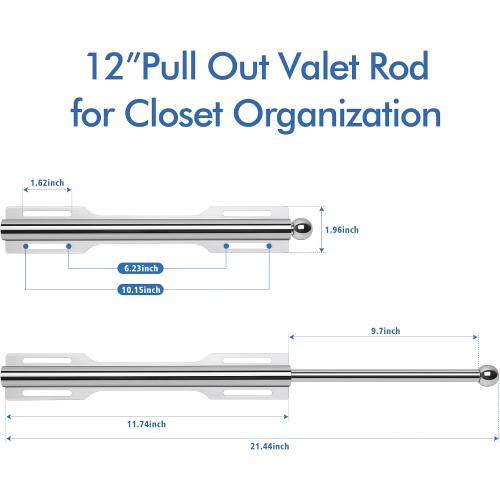 FIRJOY 12 Valet Rod for Closet Pull Out (1 Pack, Chrome)
