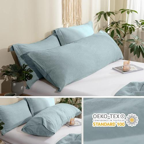 Simple&Opulence Body Pillow Cover 20 x 54,100% Pure Linen, Ultra Soft and Breathable, Body Pillowcase with Envelope Closure for Adults(Dusty Blue)