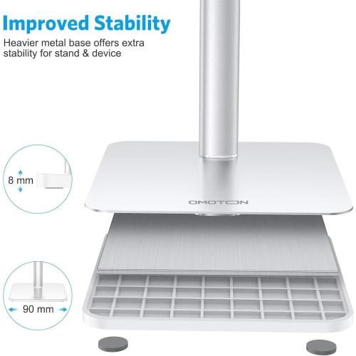 OMOTON Cell Phone Stand, Adjustable Angle Height Desk Phone Dock Holder for iPhone Air 17 Pro Max/Plus/XS/XR, Samsung Galaxy S20 / S10 / S9 / S8 and Other Phones (3.5-7.0-Inch),Silver/White***