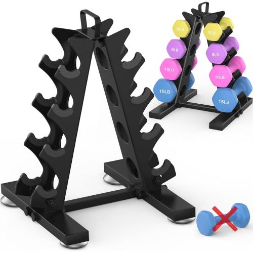 TomCare Dumbbell Rack Stand Only, Weight Rack for Dumbell Set Home Gym Storage Stand for Weights Metal A-Frame Strength Training Dumbbell Holder with Handle (Dumbells not Included)