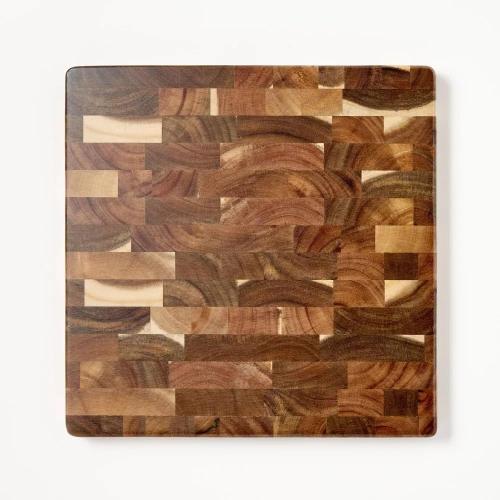 Figmint End Grain Acacia Wood Cutting Board Natural - 14x14