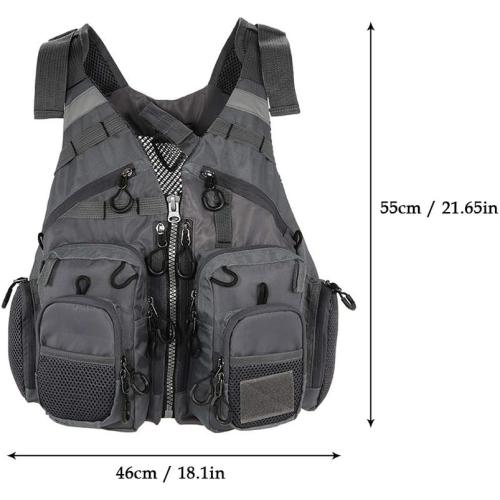 JKSPORTS Fly Fishing Vest - Fishing Safety Life Jacket for Swimming, Sailing, Boating, Kayak - Floating Multifunction Breathable Backpack for Men and Women - Adjustable, Grey/Green/Red/Blue