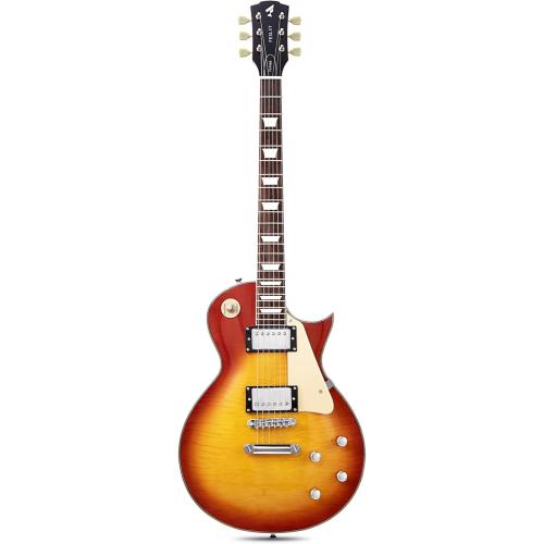 Fesley LP Electric Guitar with Arched Top:39 Solid Body Electric Guitars with Mahogany Body/Rosewood Fretboard,Electric Guitar with Humbucker Pickups,Guitarra Eléctrica with Alice String,Sunburst