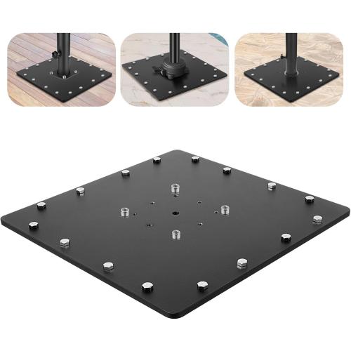 SLIIMU 28 lbs Bolt Down Offset Patio Cantilever Umbrella Base, Universal Space Saving Outdoor Square Steel Plate Weight Umbrella Stand, Heavy Duty Metal Deck Umbrella Mount,15.79 X 15.79 X 0.39''