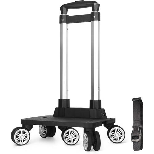 Backpack Trolley, Wheeled Folding Luggage Travel Cart Aluminum -Roller Carrier for Backpack/Schoolbag/Boxes(5 Wheels Detachable)