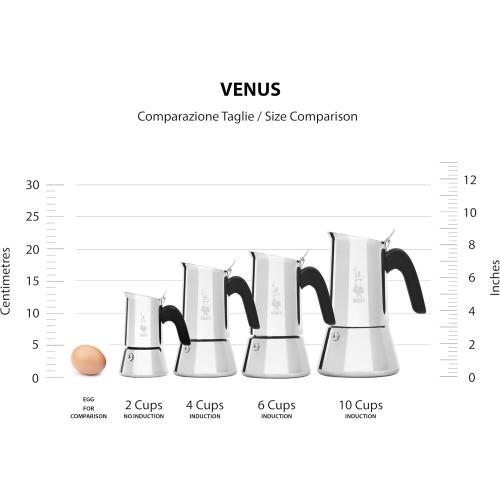 Bialetti - New Venus Induction, Stovetop Coffee Maker, Suitable for all Types of Hobs, Stainless Steel, 6 Cups (7.9 Oz), Silver