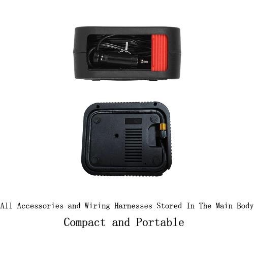 Portable Tire Inflator Air Compressor Pump Pressure with Tire Gauge Emergency and LED Light Vent for Car Motorcycle Bike Ball DC 12V Fast Inflation