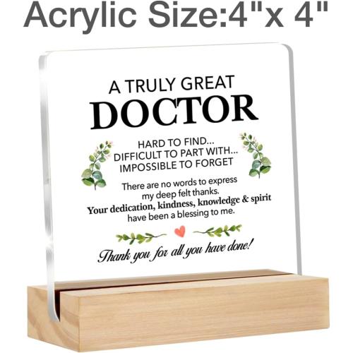 Thank You Doctor Gifts a Truly Great Doctor Clear Desk Decorative Sign Doctors Appreciation Gift for Birthday Retirement Acrylic Sign with Stand Table Plaque Sign Keepsake