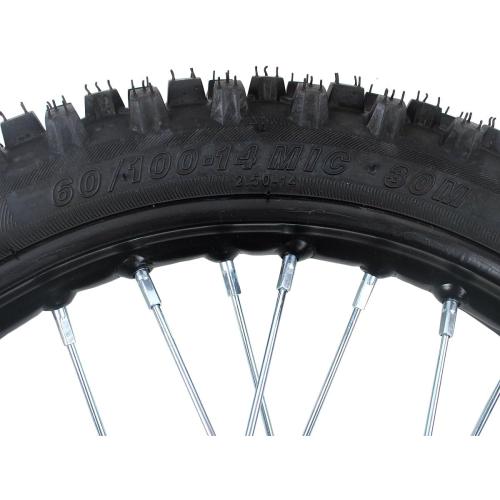 12-15mm Bearing Front 60/100-14 2.75-14 Rim tube tire Disc Brake Wheel Rim With for Pit Dirt Bike 190MM brake disc