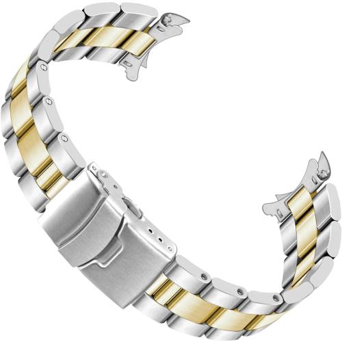 Miltat Stainless Steel Curved Solid End Tapered Watch Band, 20mm Watch Bands Metal Watch Strap Bracelet Deployment Double FlipLock Buckle Silver Black Silver Gold
