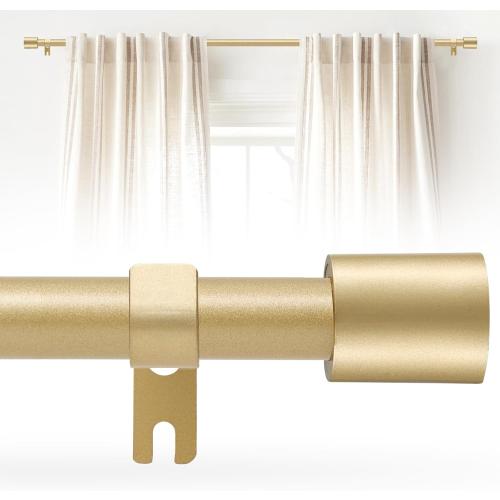 Gold Curtain Rods for Windows 28-48 Inch,Adjustable 5/8 In Curtain Rod Gold