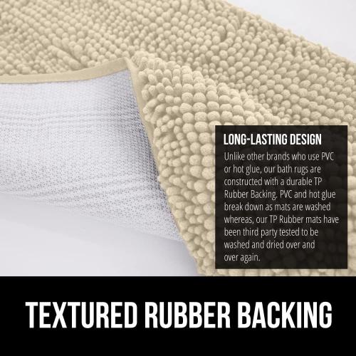 GORILLA GRIP Bath Rug Mat, Thick Soft Absorbent Chenille, Quick Dry Microfiber Mats, Rubber Backing Washable Shower Floor Rugs, US Designed Bathroom Bathmat Home Decor Accessories, 24x17, Sand