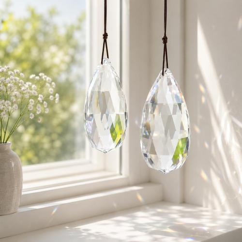 YU FENG 2 Pack Crystal Prism Suncatcher, Faceted Glass Rainbow Maker