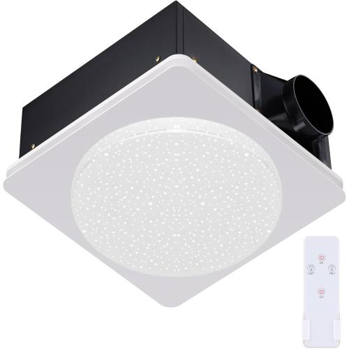2 in 1 Bathroom Exhaust Fan with Light, 40W Quiet Vent Fan - 190 CFM & 1.0 Sone Bath Fan with Light, 1500lm LED Light, Easy to Install, Remote Control, UL Listed