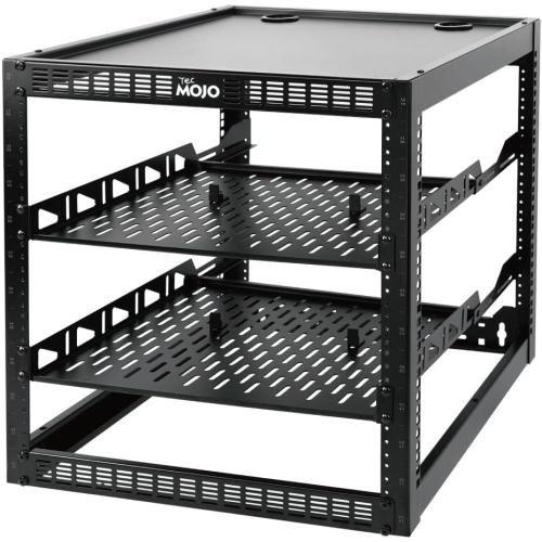 Tecmojo 12U Open Frame Network Rack for IT & AV Gear, AV Rack Floor Standing or Wall Mounted,with 2 PCS 1U Rack Shelves & Mounting Hardware,Network Rack for 19 Networking,Audio and Video Device