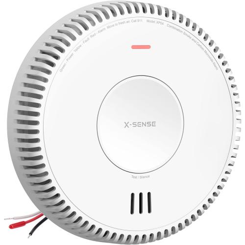 X-Sense Hardwired Combination Smoke and Carbon Monoxide Detector, Hardwired Interconnected Smoke and CO Detector Alarm with Replaceable Battery Backup, XP04, 1-Pack