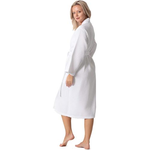 Turkish Linen Waffle Knit Lightweight Kimono Spa & Bath Robes for Women - Quick Dry - Soft size small & medium white