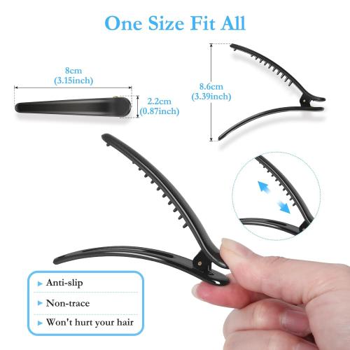 Hair Clips for Styling, Sublaga 12 PCS Non-Slip Colorful Plastic Duckbill Alligator Hair Barrettes Pins for Women, Baby Kids and Girls, 3.5 (12pcs Matte Black)