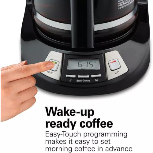 Hamilton-Beach Size  12 Cup Programmable Coffee Maker, Drip Coffee Machine with Glass Coffee Pot, Automatic Shut Off, Kitchen Appliances for Home and Kitchen, Black (46290)