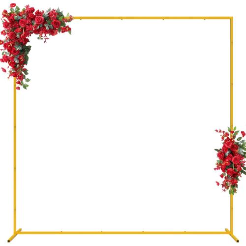 Wedding Arch 6.6FT x 6.6FT Square Backdrop Stand Gold Metal Balloon Arch Stand for Ceremony Wedding Arches for Ceremony Birthday Party Bridal Shower Anniversary Decoration