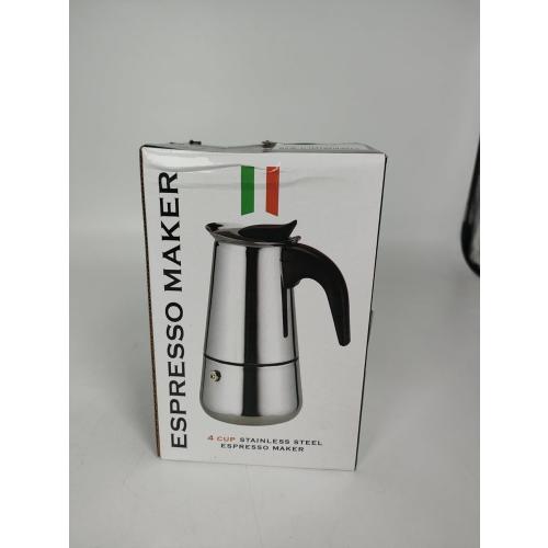 4 Cup Stovetop Espresso Maker Stainless Steel Moka Pot Stove Top Percolator Italian Coffee Makers Capable Mocha Greca Machine Cafe Classic Induction Cookers for Home and Camping 200ml 6.6oz