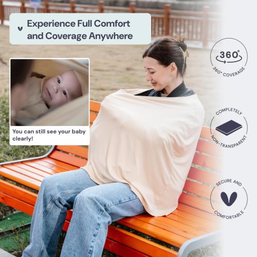 BabbleRoo Nursing Cover for Breastfeeding –95% Viscose Muslin, 5% Spandex, Soft & Breathable Baby Essentials | Newborn Essentials Breastfeeding Covers for Nursing, Multi-Use for Car Seat & High Chair