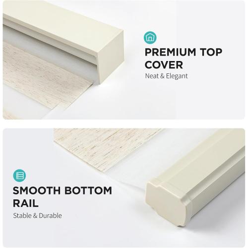 Joydeco Linen Zebra Blinds for Windows, Cordless Privacy Light Filtering Dual Layer Window Shades, Free-Stop Roller Blinds for Home, 33” W x 72” H