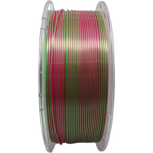 Silk PLA Dual-Color 3D Printer Filament 1.75mm, 1kg (2.2lbs), Two-in-One Color 3D Printing Materials(Red-Green)