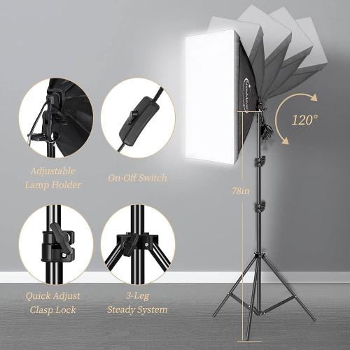 Photography Lighting Kit, Softbox Lighting Kit with Photo Backdrop for Product Photography, Portrait photography, Video Shooting Photography