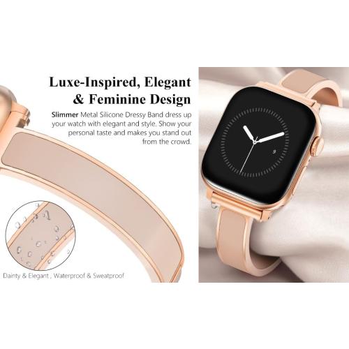WINGLE Slim Watch Bands for Apple Watch Band Women 38mm 40mm 41mm 42mm 44mm 45mm 46mm Series 11 10 SE 3/2/1 Jewelry Dressy Bracelet Thin Metal Strap Designer Luxury Bangle for iWatch 9/8/7/6/5/4/3/2/1