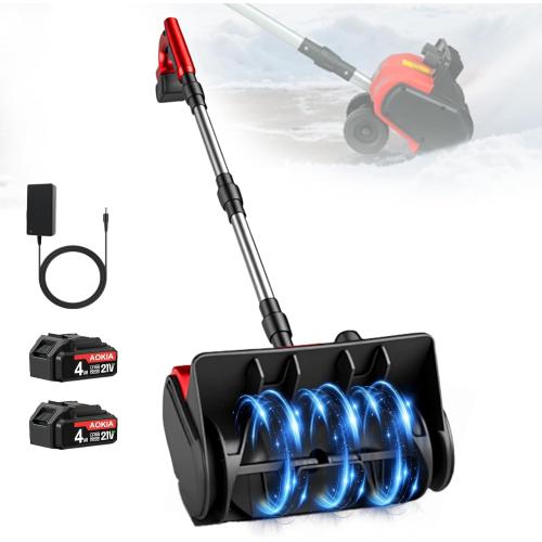 Cordless Snow Shovel,12.5 Electric Snow Blower with 2x4.0Ah Batteries,20V Snow Remover with Directional Chute,6 Snow Intake and 27Ft Throw, for Driveway,Deck,Yard Steps Red *missing battery*