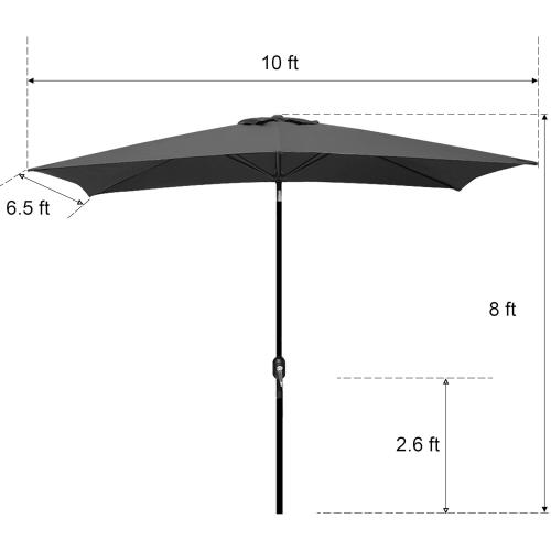 Rectangular Patio Umbrella, Table Market Umbrella with Tilt and Crank, Outdoor Umbrella for Garden, Deck, Backyard, Pool and Beach