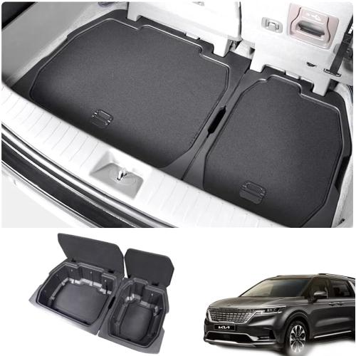For 2024 Kia Carnival Trunk storage box，for Kia Carnival 2022 2023 2024 Trunk Cargo Organizer Insert Rear Storage -Portable with Lid storage Tray，New Kia Carnival Trunk Small Items Organizer
