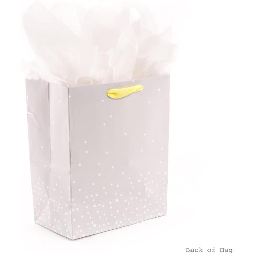 Hallmark 9 Medium Baby Gift Bag with Tissue Paper - Baby Banner in Grey, Pink and Blue for Baby Showers, New Parents, and More