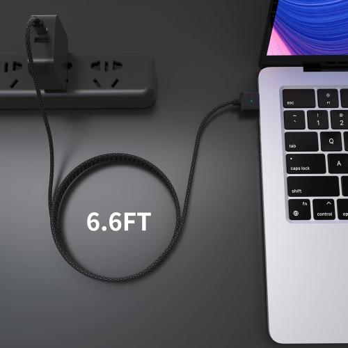 USB-C to Magnetic 3 Cable Compatible with Magsafe Charging Cable for 14” 16” MacBook Pro 2024 M3 Pro & Max, MacBook Air 2022 M2, Pro 2023 M2 Pro & Max - 6.6ft Black